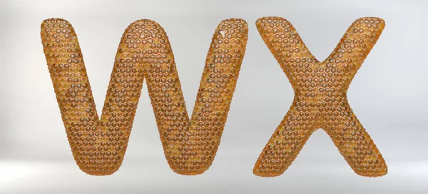 Ilustração 3D de números e letras de favo de mel — Fotografia de Stock