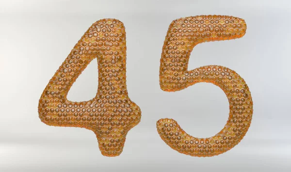 Illustration 3D des numéros et lettres en nid d'abeille — Photo
