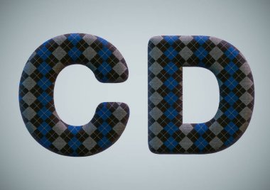 Çorap Alfabesinin 3d Render (Sayılar ve Harfler)