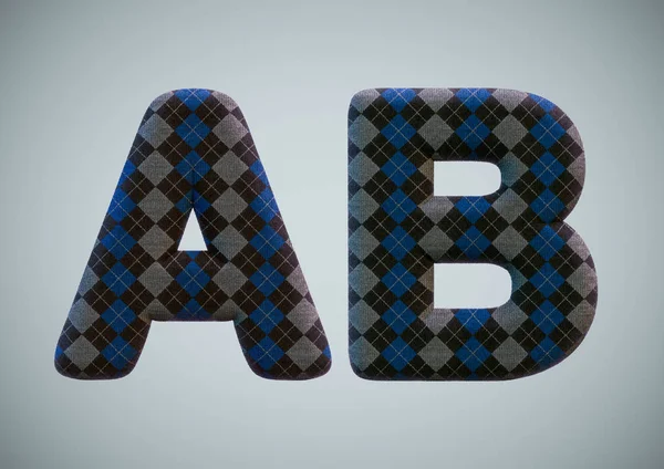 3D-Darstellung von Sockenalphabet (Zahlen und Buchstaben)) — Stockfoto