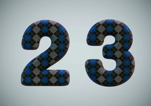 3D рендеринг шкарпеткового алфавіту (числа і літери ) — стокове фото