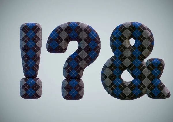 3D-Darstellung von Sockenalphabet (Zahlen und Buchstaben)) — Stockfoto