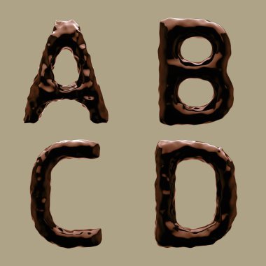 Çikolata Alfabesi 3d Render