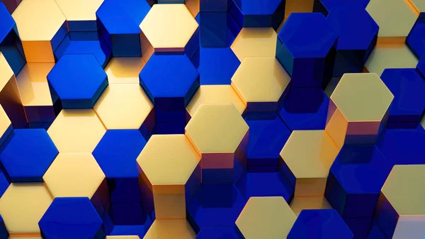 Fundo Hexagonal Colorido Dourado Abstrato — Fotografia de Stock