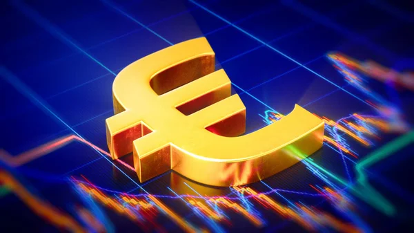 Weergave Van Het Gouden Euro Symbool — Stockfoto