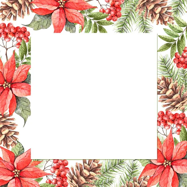 Frame Met Kerst Achtergrond Aquarel Illustratie — Stockfoto