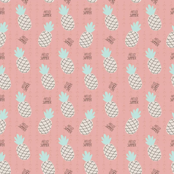 Motif Sans Couture Avec Ananas Gribouillis Dans Style Doodle Sur — Image vectorielle