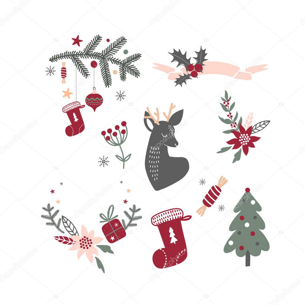 set of vector illustrations for christmas holidays design