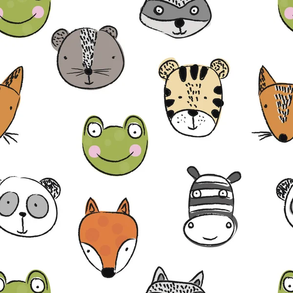 Seamless Pattern Cute Animals — Stock Vector