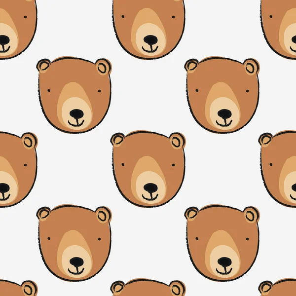 Seamless Pattern Cute Bear — Stock Vector