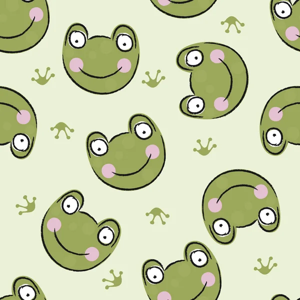 Seamless Pattern Cute Frog — Stock Vector