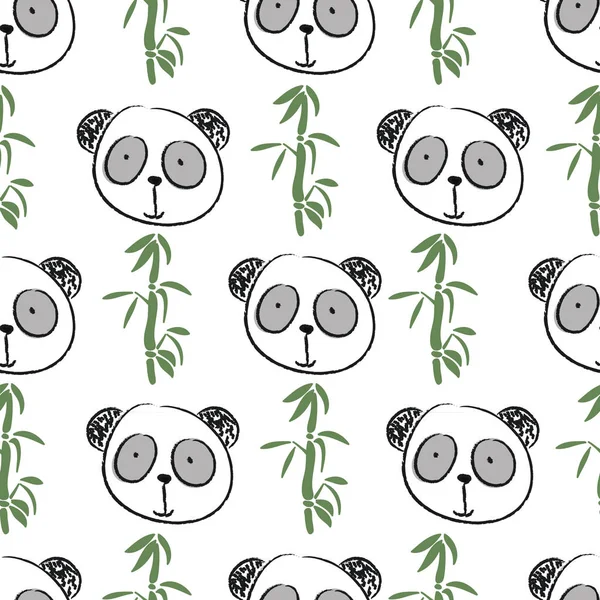 Seamless Pattern Cute Panda — Stock Vector