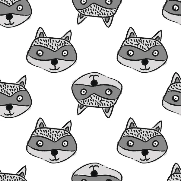 Seamless Pattern Cute Raccoon — Stock Vector