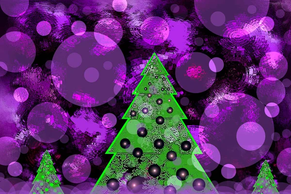 Decorated Spruce Purple Background Brings Joy Fun Holidays — Stock Photo, Image