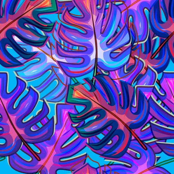 Тропические Векторно Цветные Листья Бесшовный Фон Картины Экзотические Обои Вектор — стоковое фото