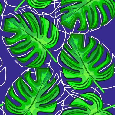 Tropikal vectormulticolored Dikişsiz desen arka plan yaprakları. Egzotik duvar kağıdı. Eps10 vektör