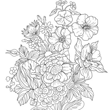 Çiçek desenli siyah beyaz doku, çiçek yaprakları 