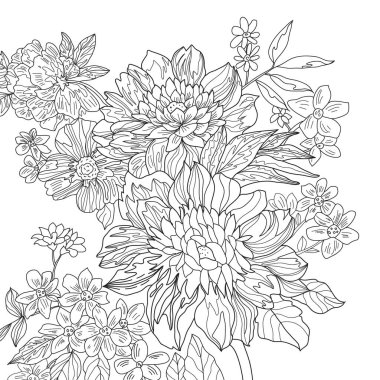 Şakayık çiçekleri, renklendirme resimleri. 