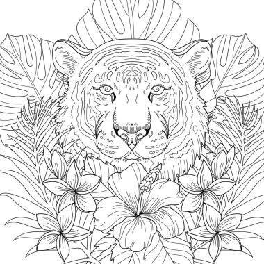 Renkli resim, kaplan hayvan sanatı.