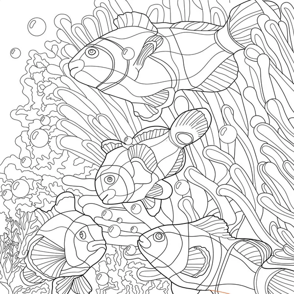 Fish Sea Underwater Coloring Illustration Picture — Stock Photo, Image