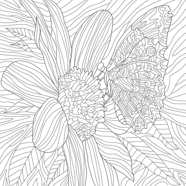 Künstlerische Blumen Blütenblätter Färbung Illustration Bild — Stockfoto