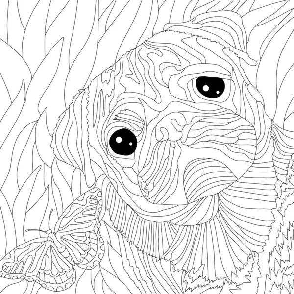 Dibujo Ilustrativo Para Colorear Arte Animal Bulldog Con Ojos Negros —  Fotos de Stock