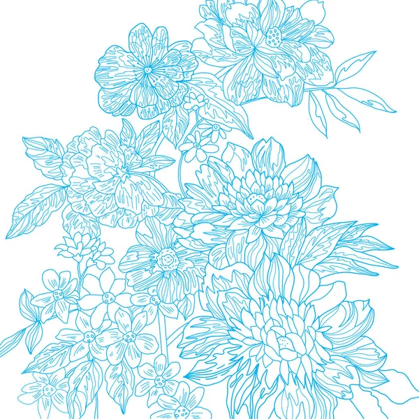 Blau Weiß Nahtlose Textur Mit Floralem Muster — Stockfoto