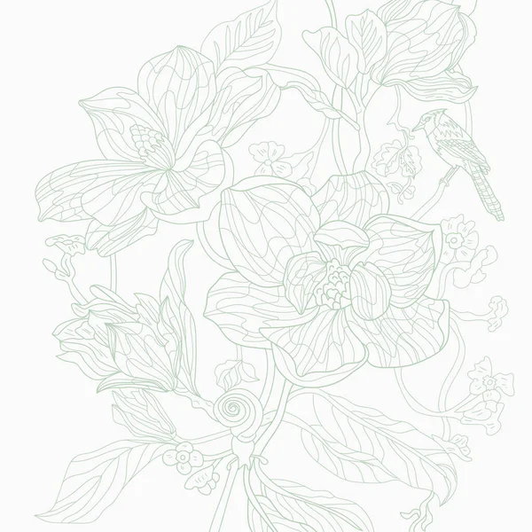 Világos Zöld Virágok Szirmok Színezés Illusztráció Kép — Stock Fotó
