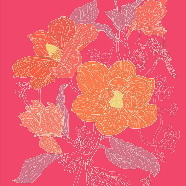 Pink Orange Seamless Texture Floral Pattern — Stock Photo, Image