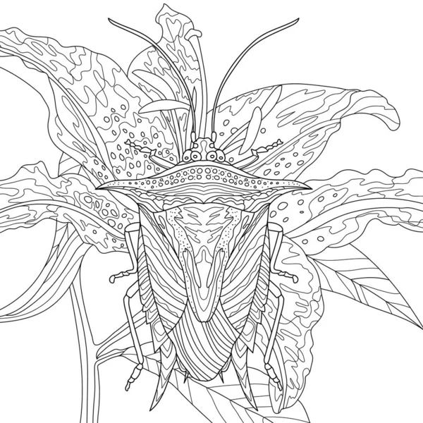 Bug Virágszirmok Színezés Illusztráció Kép — Stock Fotó