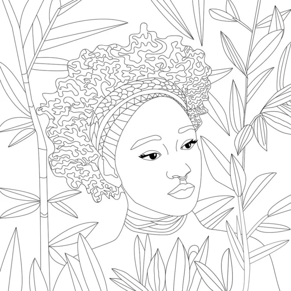 Dibujo Para Colorear Ilustración Arte Mujer Que Usa Sombrero Nacional — Foto de Stock