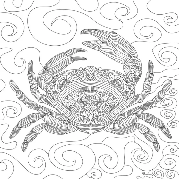 Sea Underwater Coloring Illustration Picture Crab Animal — Stock Photo, Image