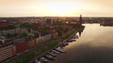 Stockholm şehrinin havadan görünümü 