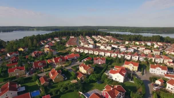 Aerial View Houses Sweden — Stock Video