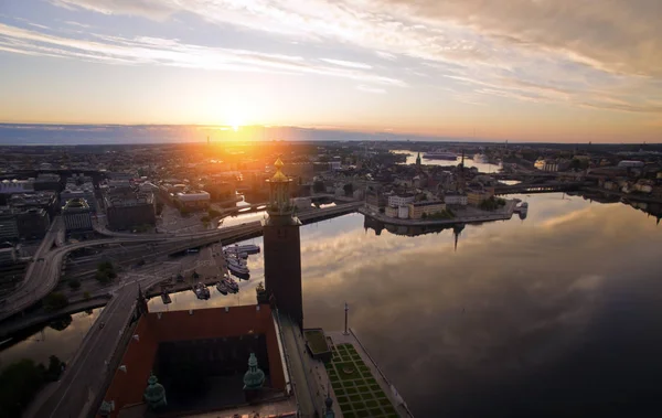 Flygfoto Över Stockholm City Tidigt Morgonen — Stockfoto