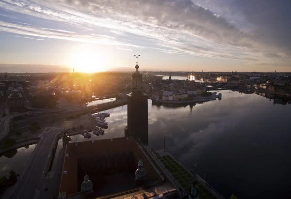 Flygfoto Över Stockholm City Tidigt Morgonen — Stockfoto