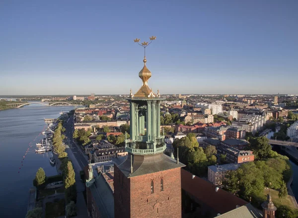 Flygfoto Över Stockholm City Tidigt Morgonen — Stockfoto