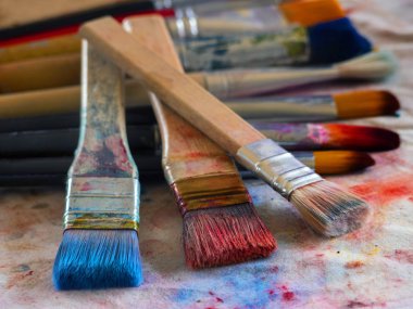 Sanatçı boya fırçaları, yakın çekim