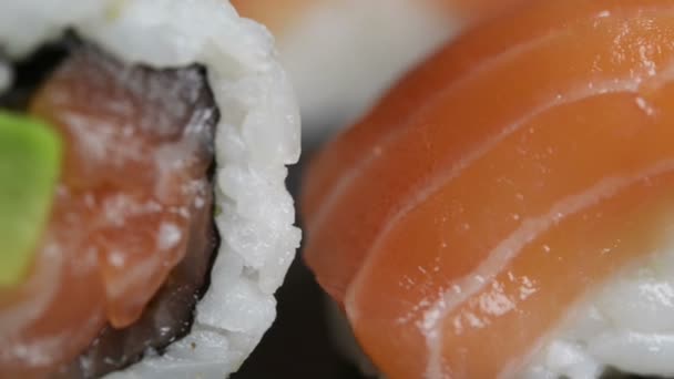 Sushi Sushi Roll Készlet Közelről — Stock videók