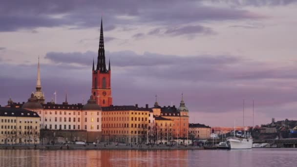 Stockholmer Stadt Der Abenddämmerung — Stockvideo