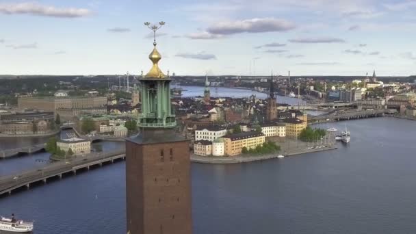 Панорама Острова Риддархолмен Стокгольме — стоковое видео
