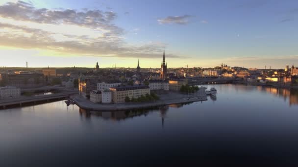 Pohled Stockholm Švédsko Brzy Ráno — Stock video