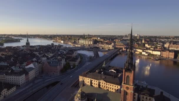 Pohled Stockholm Švédsko Brzy Ráno — Stock video