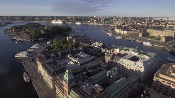 Pohled Stockholm Švédsko Brzy Ráno — Stock video