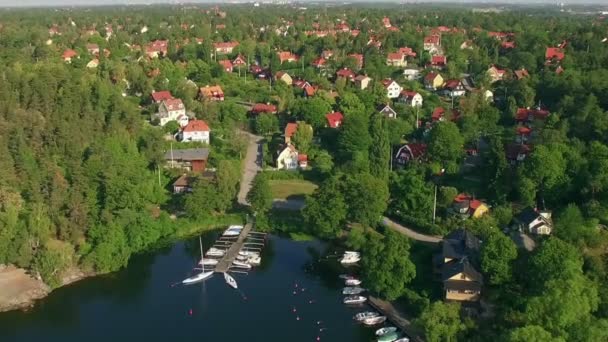 Aerial View Houses Sweden — Stock Video