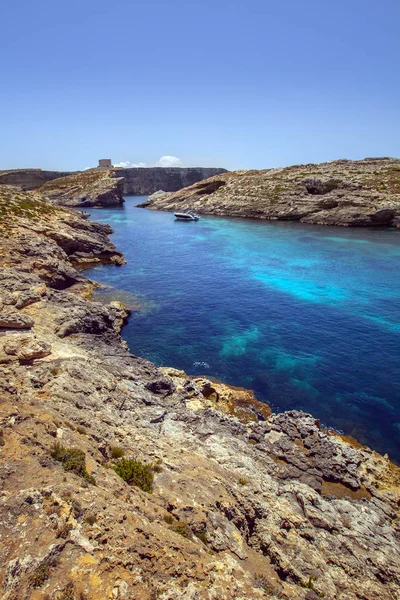 Krásná krajina modré Logoon Malta — Stock fotografie