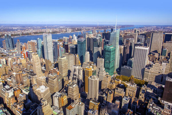 New York City - October 25, 2009: New York City Manhattan aerial panorama view