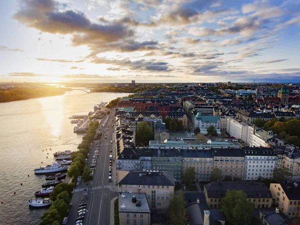 Luchtfoto van Stockholm City — Stockfoto