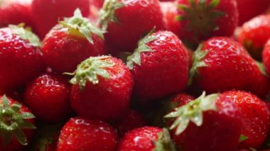 Freshly picked strawberries, close up