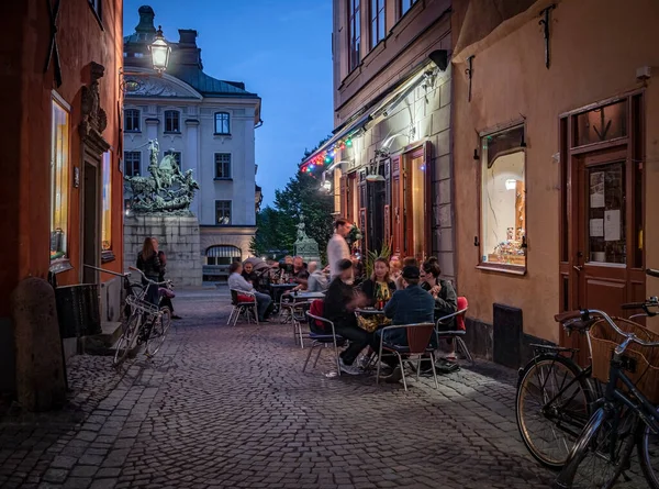 Уличная Жизнь Историческом Гамла Стан Старый Город Стокгольм Швеция — стоковое фото
